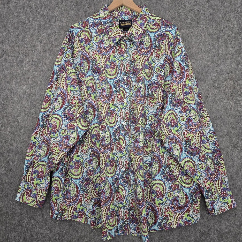 Cremieux Shirt Mens 4XB Multicolor Paisley Stretch Button Up‎ Long Sleeve NEW
